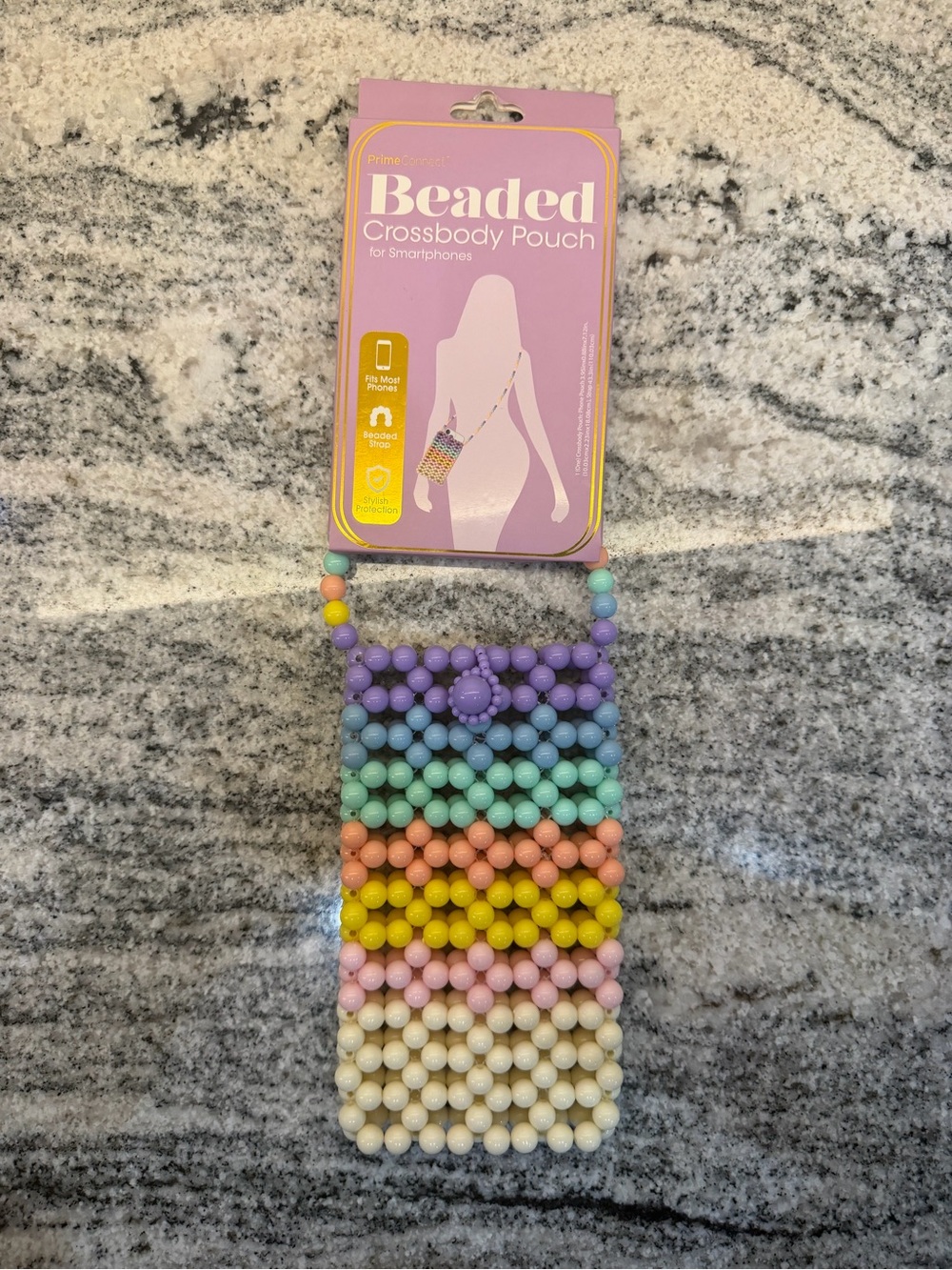 Pastel Multicolor Beaded Crossbody Phone Pouch